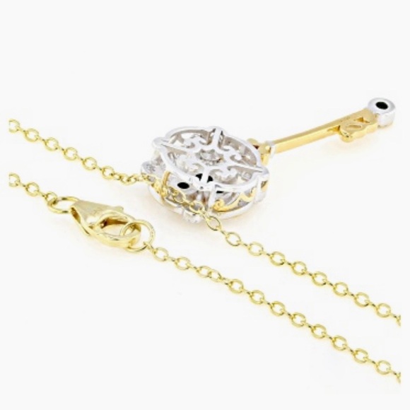 .40CTW EMERALD, ZIRCON RHODIUM & 24K GOLD OVER PALLADIUM SILVER KEY PENDANT - Picture 7 of 7